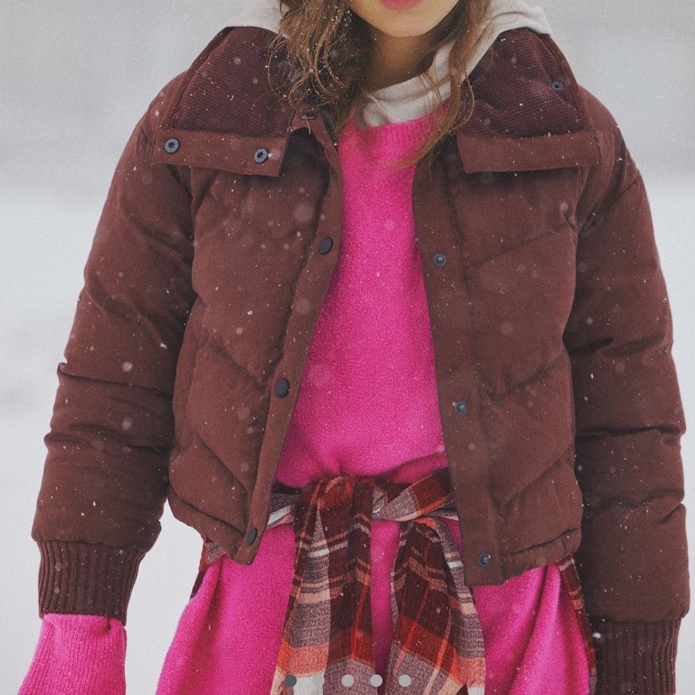 Anthropologie Pilcro Exaggerated Collar Cropped Puffer Jacket